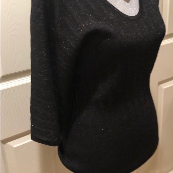Black with sparkle dolman 3/4 length sleeve top - Picture 4 of 6